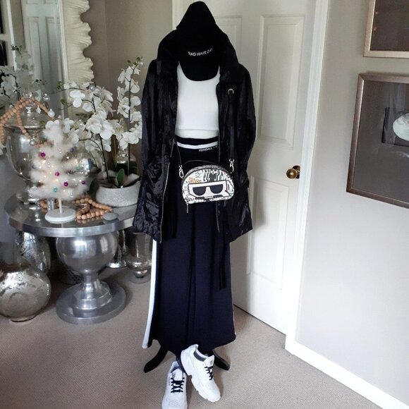 EUC Kendall + Kylie black white high waist wide leg trackpants - Picture 7 of 9